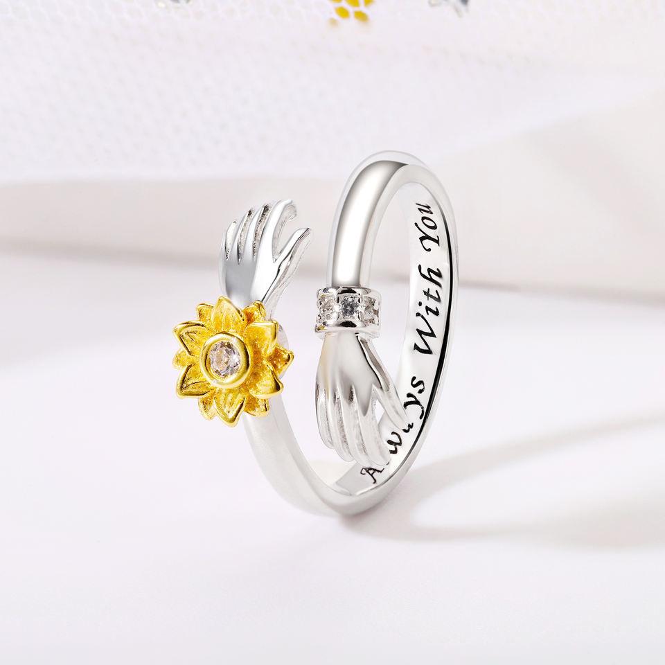 Cross-border Bestselling Floral Ring With Adjustable Sunflower Design Delicate And Charming Hand Accessory