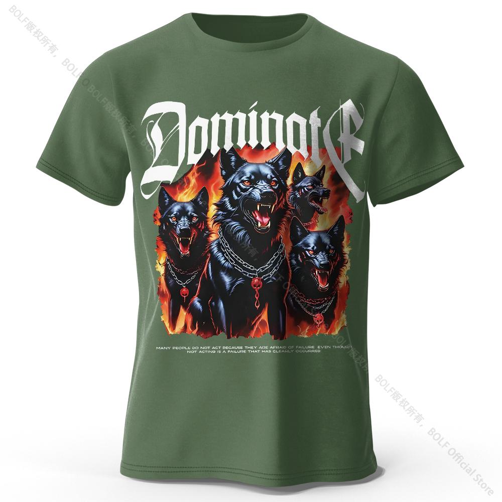 Men's Wolf Darkness Printed T-Shirt 100% Cotton Oversized Street Graphic Tees for Men Women Summer Tops