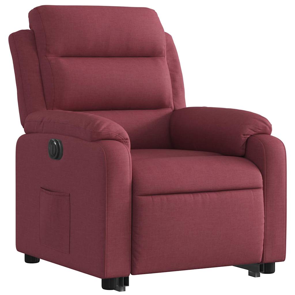 Recliner Chair with Lift Assistance Electric Wine Red Fabric