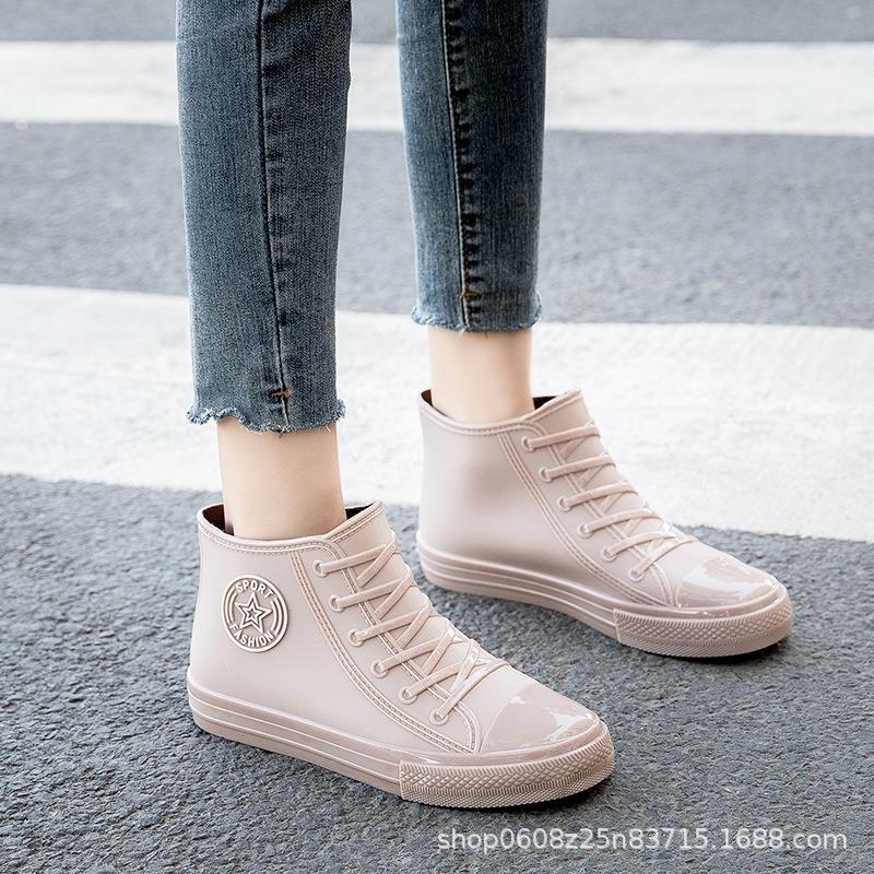 

Fashion short waterproof shoes female adult non-slip kitchen rain boots velvet warm student non-slip rubber shoes fashion 41