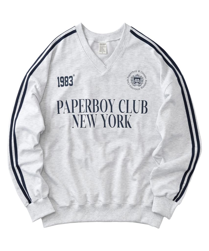 PAPERBOY V-Neck Track Sweatshirt - White Melange