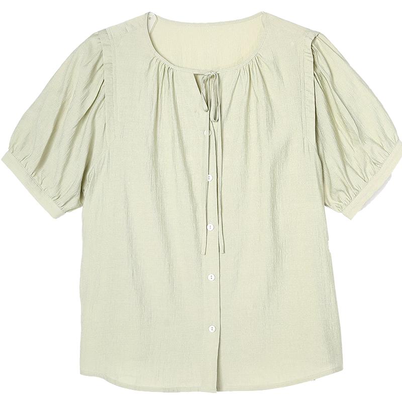 

Betu Women s Summer Tie-Front Linen-Look Short Sleeve Shirt M