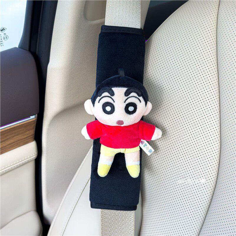 

Crayon Shin-Chan Car Seatbelt Shoulder Pad Cute Car Accessory Protective Cover Car Interior Decoration Anti-Neck Strain [Black Plush Shoulder Pads] Red - Single - Single