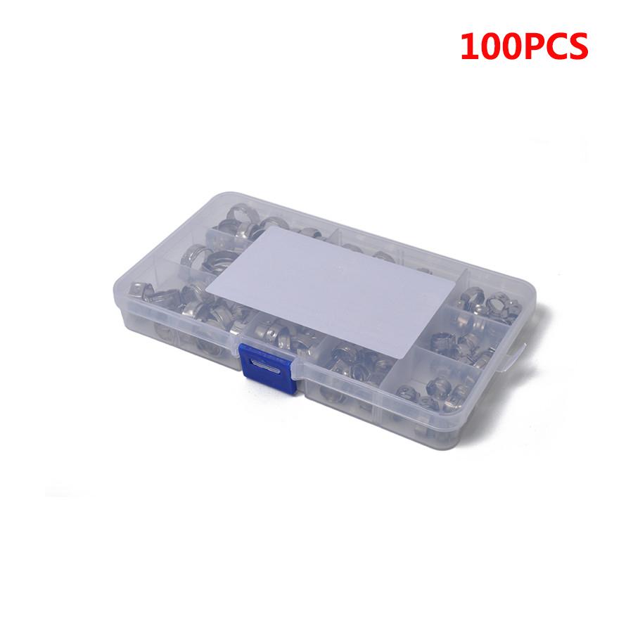 Universal 100PCS Hose Clamp and Tool Set Single Ear Clamp Hose Clamp Stainless Steel Clamp Pliers Ear Clamp Pincer
