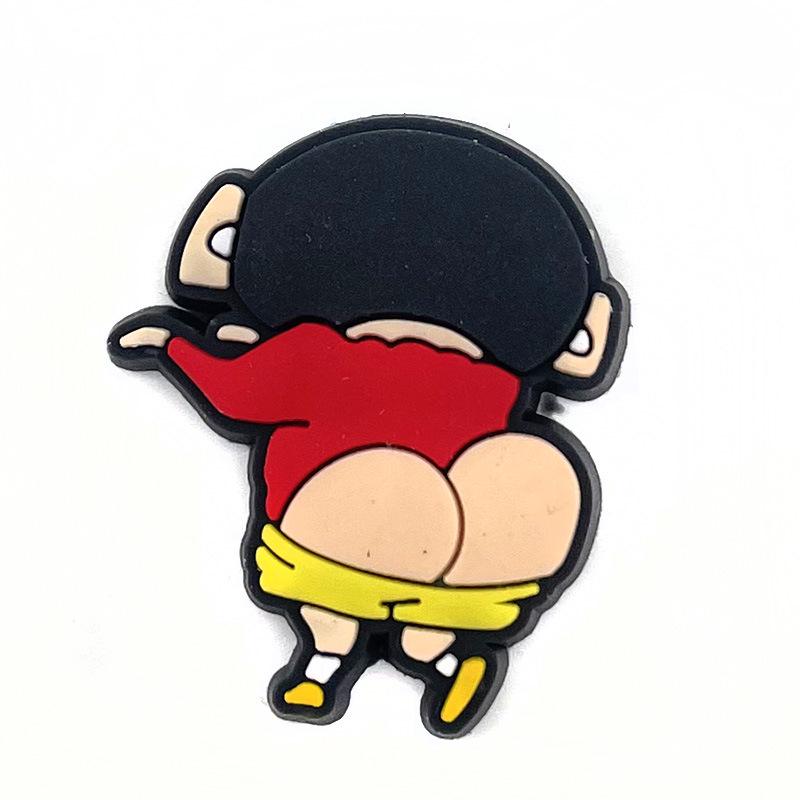 Crayon Shin-chan Funny Hole Shoe Buckles: Soft Rubber Shoe Accessories with Floral Design