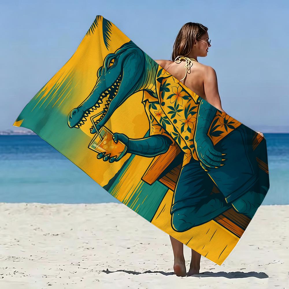 Cool vintage crocodile Towel Microfiber soft Beach Towel for Travel Fitness Sauna Bathing Camping
