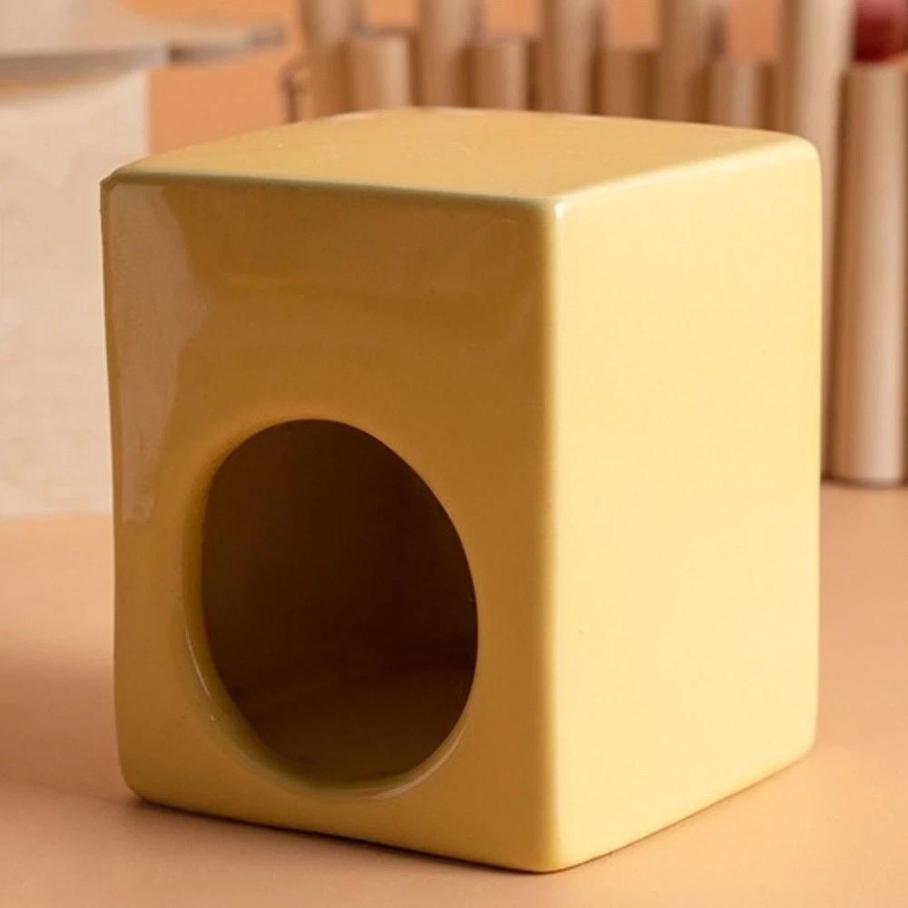 Cooling Hamster House Smooth Small Pet Climbing Ladder Funny Ceramic Hamster Hideout For Hamster Yellow Square Nest