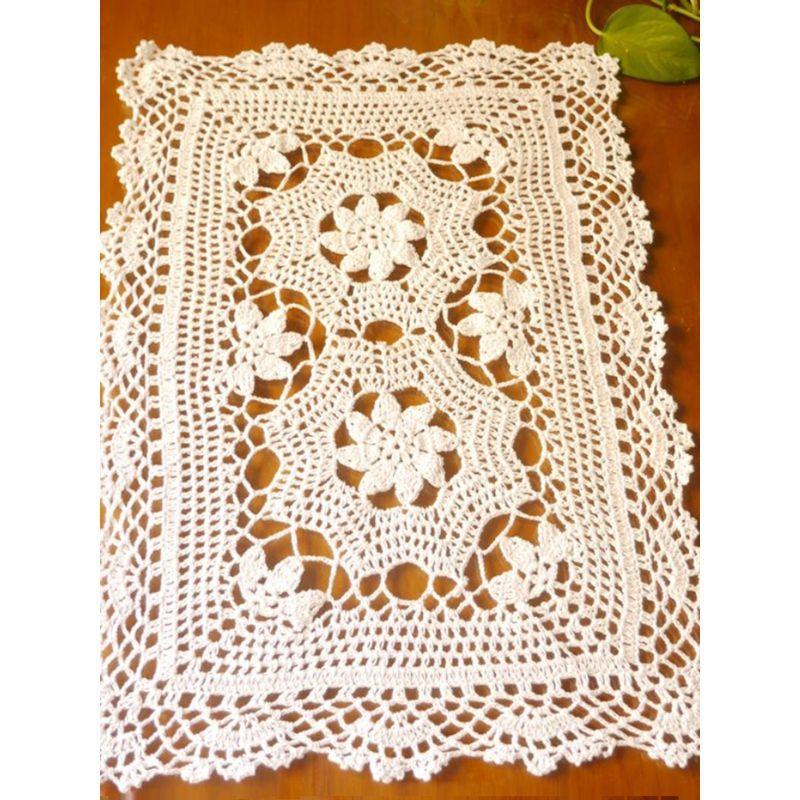 

Ручное вязание крючком Скатерти Столовые дорожки Квадратная Хлопковая нить Кружево Вырезка Мебельная ткань Скатерть Стол Шкаф Ткань Пылевое полотенце Подставка White 30*60cm