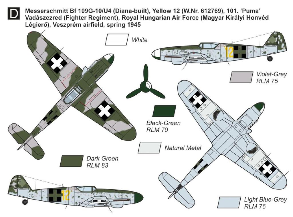 Mark I 1/144 Bf109G-10 „Späte Gustav“ (2 Kits) Plastikmodellbausatz MKM 144072N (Flugzeug)