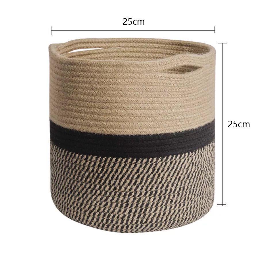 Handmade Cotton Rope Storage Basket, Nordic Style, Multi-Size & Color Options for Home & Living Room.