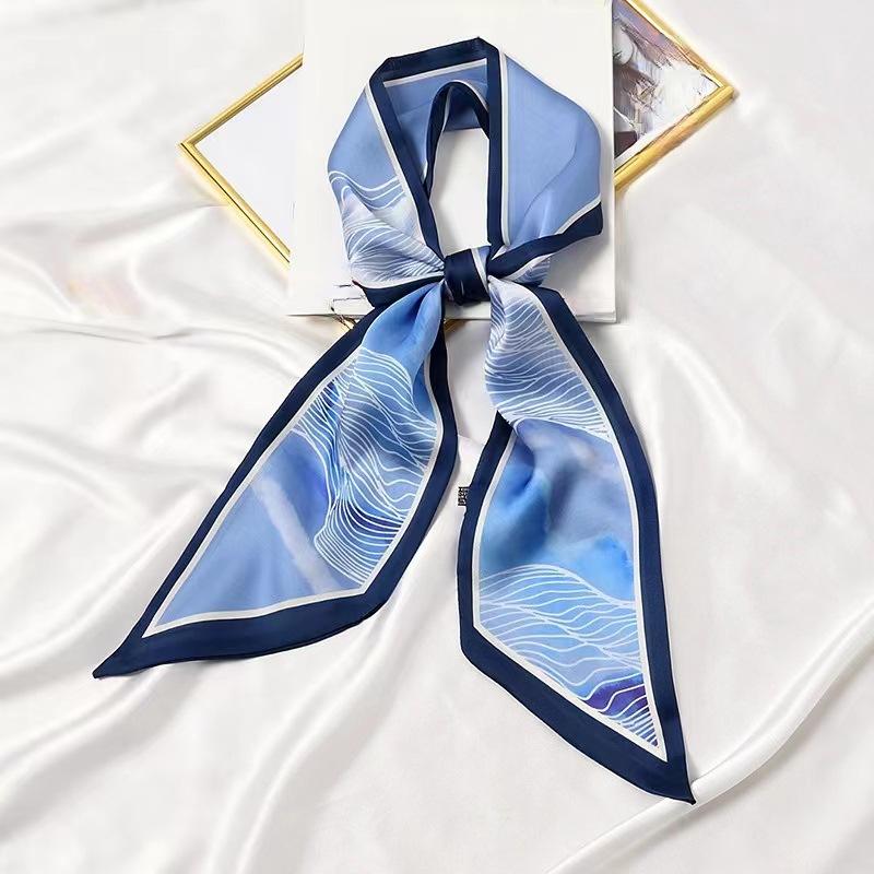 

2025 Длинный скошенный шелковый шарф Streamer Шелковый клетчатый длинный шелковый шарф Шарф 135-175CM