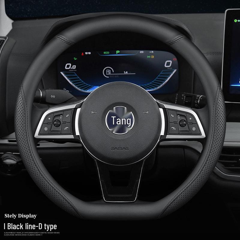 Fits BYD Models: Qin DM-i, Song Pro, Song MAX, Tang, F3e, Rui, E5, Yuan, S7, Han, S6 - Genuine Leather Steering Wheel Cover