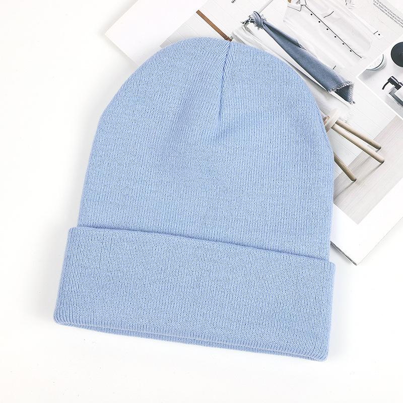 Custom Logo Unisex High Quality Plain Blank Color Winter Hat Cap Acrylic Knitted Beanie