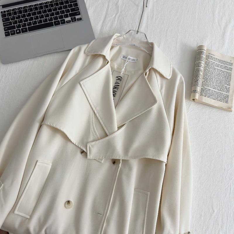 Autumn New Women's Mid-length White Tight Waist Casual Coat