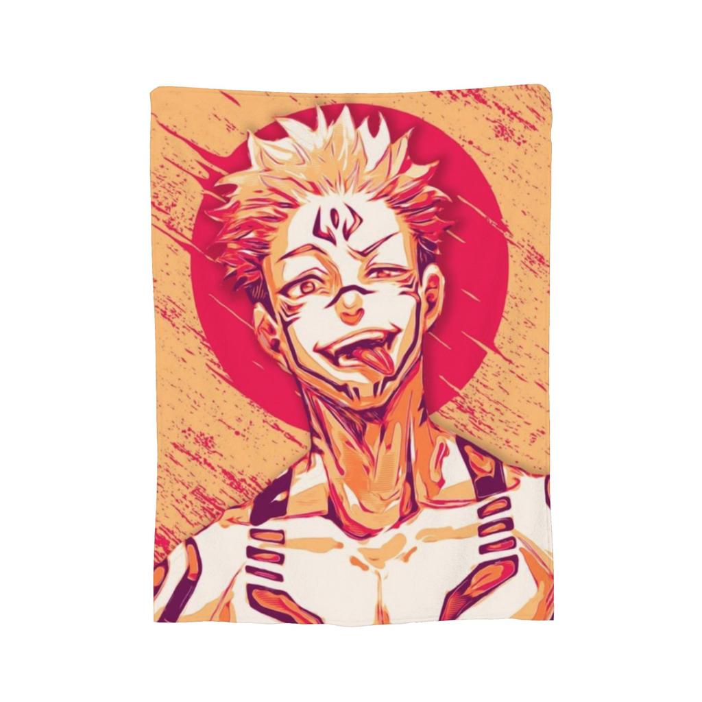 Yuji x Sukuna Blanket Jujutsu Kaisen Flannel Awesome Warm Throw Blankets for Coverlet Decoration,