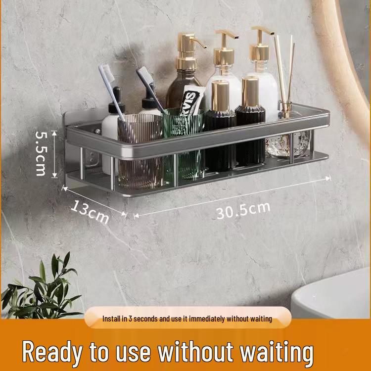 Punch-Free Bathroom Cabinet Shelf: Wall-Mounted Storage Rack for Toiletries & Washstand Supplies