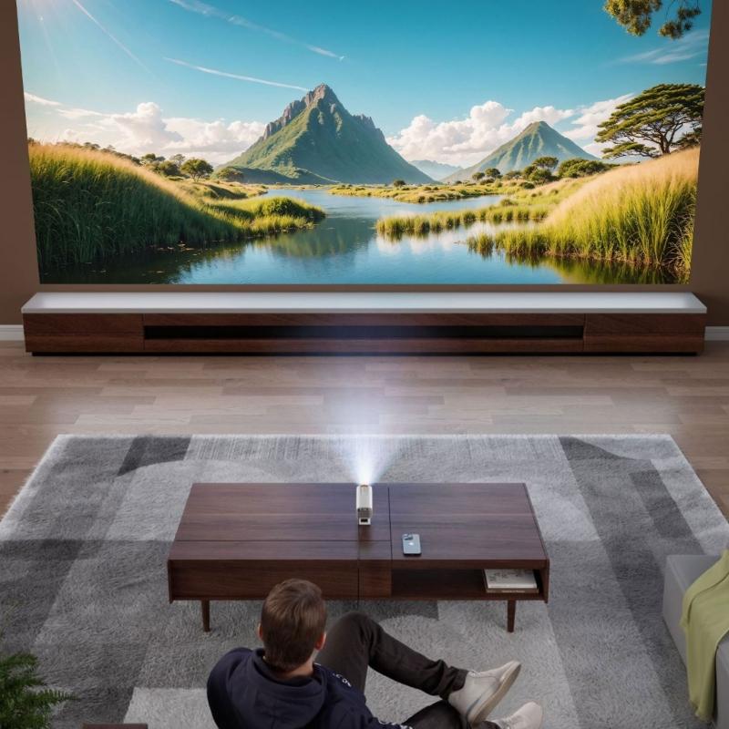 1080P Folding Projector Double Band Auto Adjusting Wireless Streaming Indoor Outdoor 110V Compatible