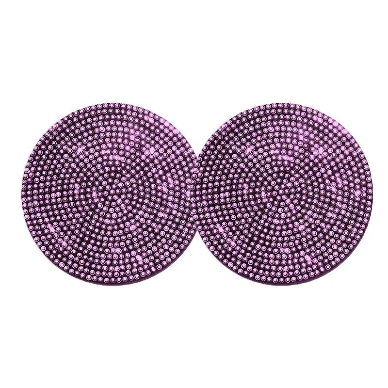 1/2Pcs Diamond Car Coaster Water Cup Slot Non-Slip Mat Bling Gadget Silica Pad Cup Holder Mat Auto Interior Accessories