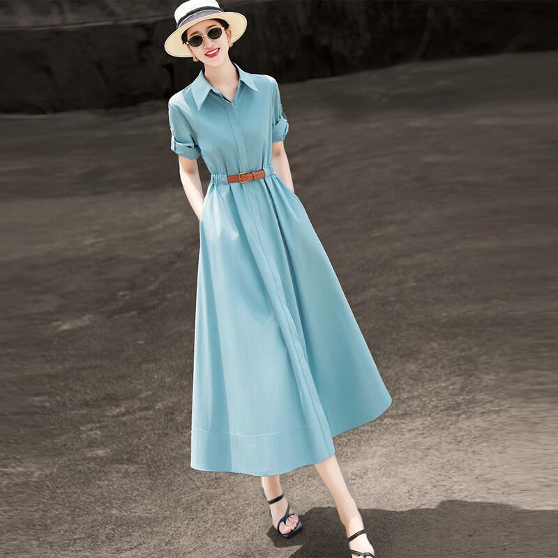 Lancer Lyocell Blend Belted A-line Shirt Dress XL