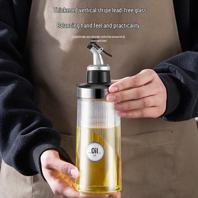 Ruhan Non-Drip Vertical Stripe Glass Oil & Sauce Bottles Set