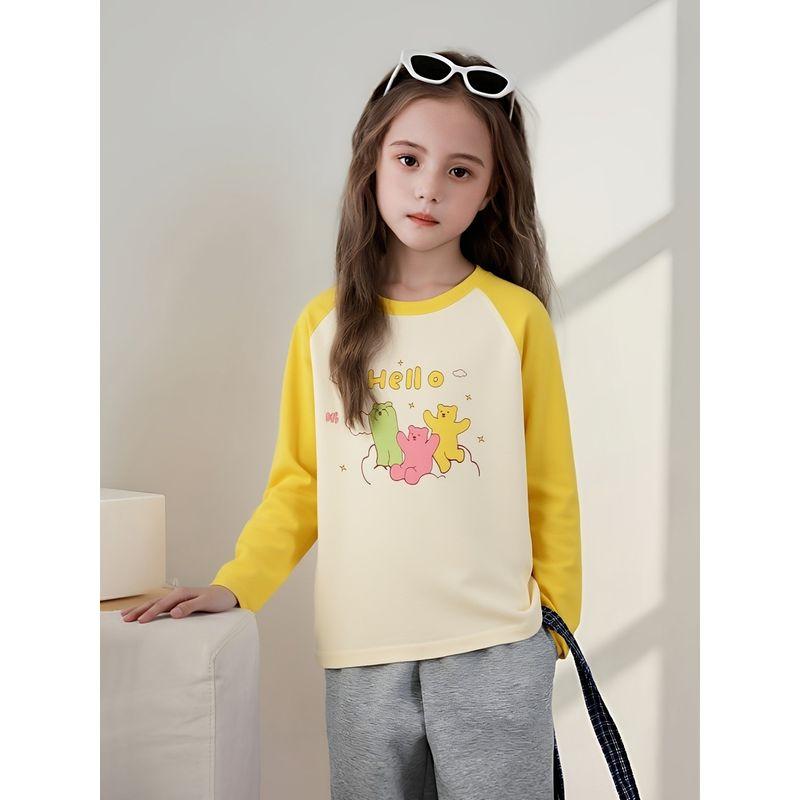 Brand Export Children's Clothing Pure Cotton Cartoon Print Long-Sleeve T-Shirt Girls' Base Shirt Autumn Baby Clothes Ins