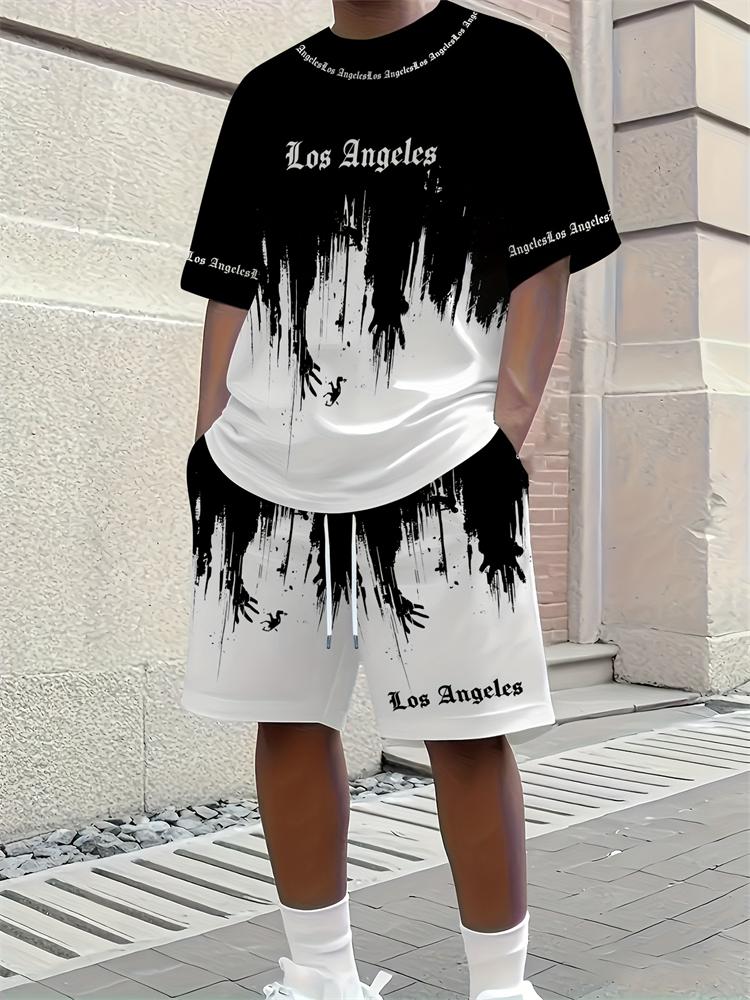 Spring Summer New Men s Casual Tops And Shorts, Simple Basketball-printed Men s Round-neck T-shirts And Casual Shorts S