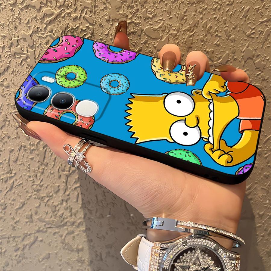 Phone Cover Case for Vivo V21E V23 Y53S V27 Y52S Y93 Y51S Y78 Y71 Y91 Y50 Y95 V29 Y75 Y81 V25 V30 S-simpsons Donut