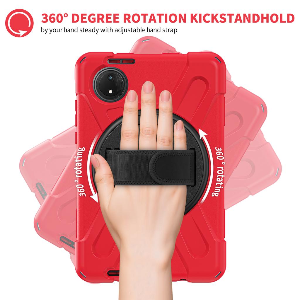 Heavy Duty PC Armor Case for Redmi Pad SE 8.7 360 Rotating Stand Strap Cover for Redmi Pad SE 4G 8.7 inch