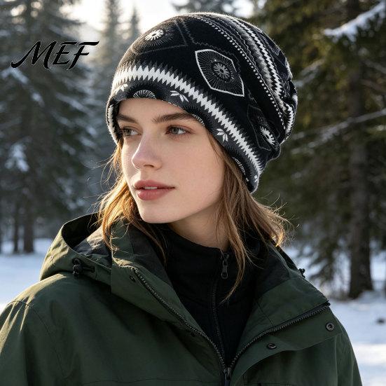 Colorful Geometric Pattern Hat Women's Geometry Print Slouchy Hat, Casual Soft Stretch Skull Shopping Dating Headpiece Cap, Warm Cancer Chemo