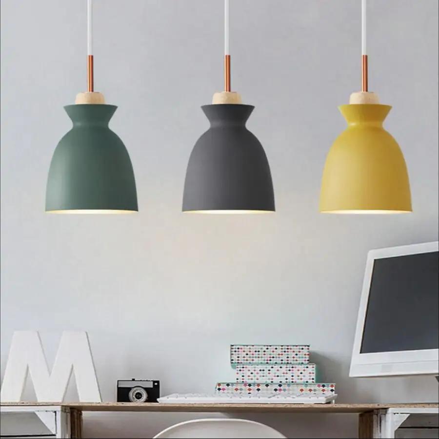 Creative Wooden Iron Single-head Chandelier Country Style Modern Simple Dining Room Living Room Bedroom Bedside Lighting Fixture