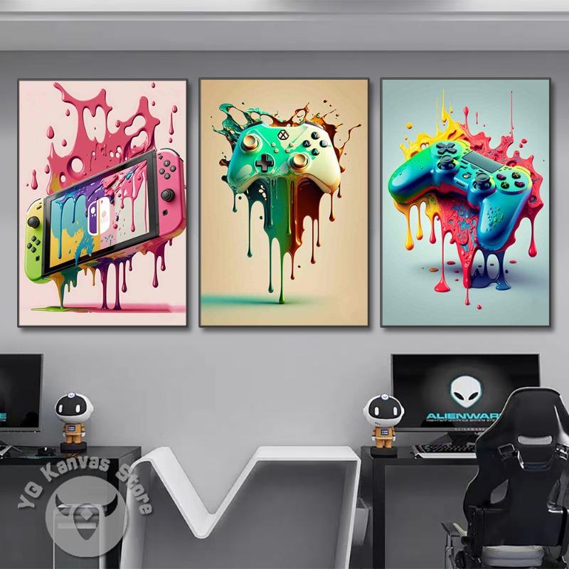 Colorful Game Controller Wall Art Poster Prints Nordic Aesthetic Picture Canvas Painting Gaming Boy Room Home Decoration
