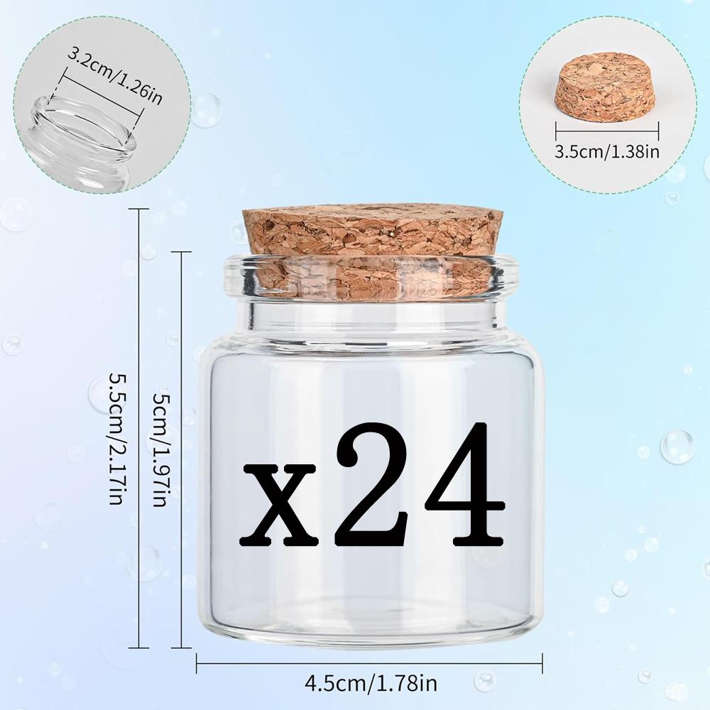 50ml Small Empty Glass Bottle with Cork Stopper Storage,Small Glass Bottle Jars for DIY Art Crafts Projects Decoration Party