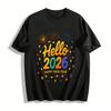 Celebrate 2026 Colorful Floral Print Casual Holiday Party T-Shirt Pure Cotton T-shirt