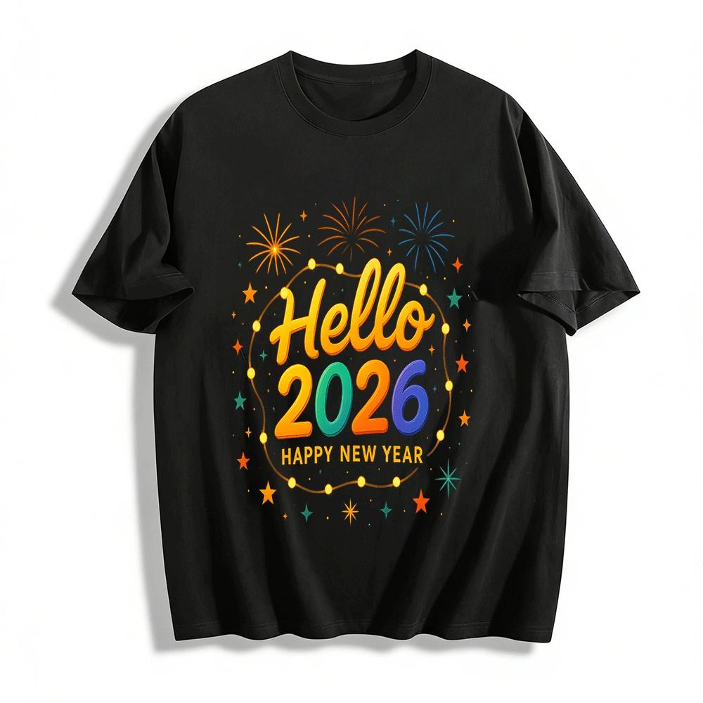 Celebrate 2026 Colorful Floral Print Casual Holiday Party T-Shirt Pure cotton T-shirt XXS