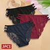 3 Pièce/ensemble Femmes Sexy Dentelle Florale Culotte Taille Basse Creue Bretelles Élastiques Lingerie Douce