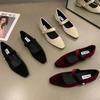 Fashion Suede Flats Loafers Women Marie Janes Spring Shoes 2024 Square Toe Ballet Dance Shoes Fashion Luxury Dress Zapatillas De Mujer