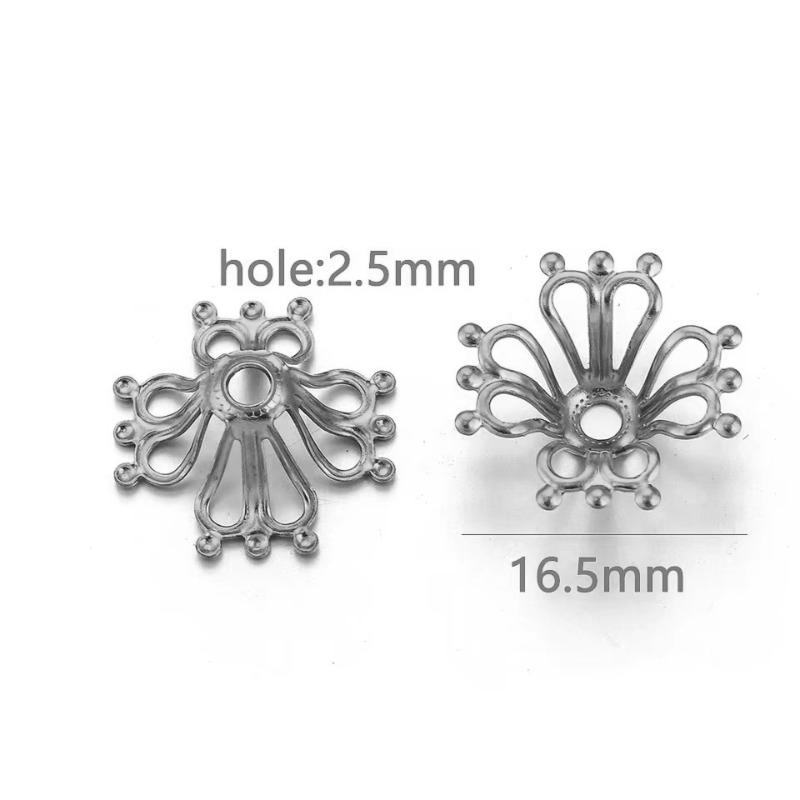Stainless Steel Petal Bead Caps, Bead Caps with 18k Vacuum Plating, Diy Necklace Bracelet Jewelry