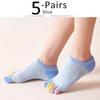 5 Pairs Spring No Show Toes socks Pure Cotton Colorful Cute Casual Soft Breathable,Deodorant,Invisible 5 Finger Socks Harajuku