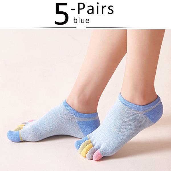 5 Pairs Spring No Show Toes socks Pure Cotton Colorful Cute Casual Soft Breathable,Deodorant,Invisible 5 Finger Socks Harajuku