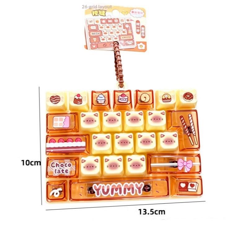 26-Key Stress Relief Button Fidget Toy Cute Portable Decompression Pendant Suitable for School Office Travel
