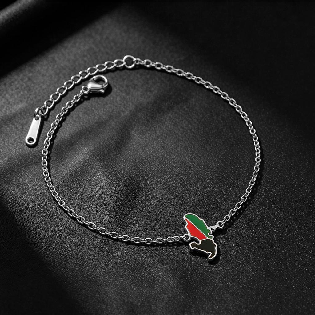 Reunion Guadeloupe Martinique French Guiana Enamel Dainty Chain Bracelet 304 Stainless Steel Patriotic Souvenir Wrist Jewelry