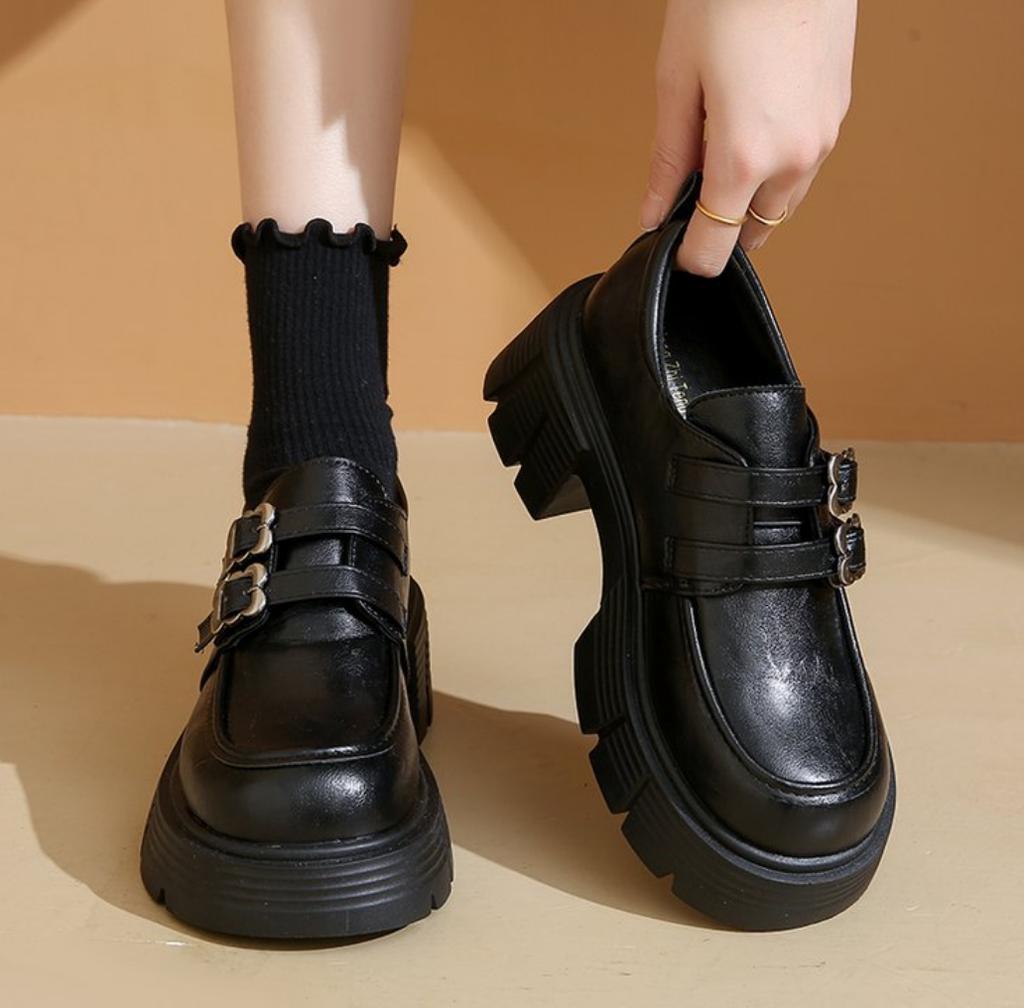 Fashion Women's High Heel Soft Leather Shoes Spring Thick Bottom Platform Mary Jane Shoes Retro Japanese Jk Uniform Lolita Shoes Women