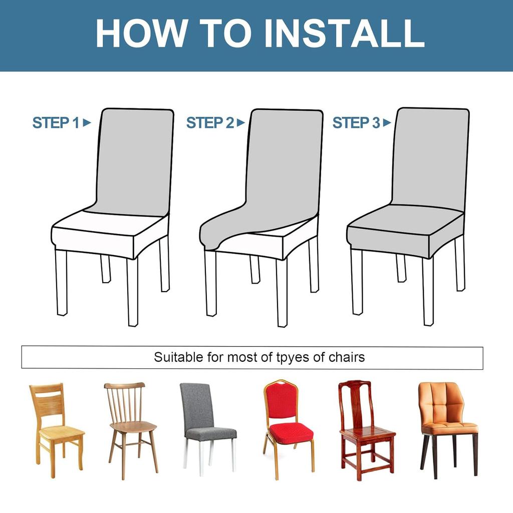 100% Waterproof Chair Covers for Dining Room, Stretch Parson Chair Slipcovers for Chairs, Washable Chair Protectors for Kitchen, Hotel, Restaurant