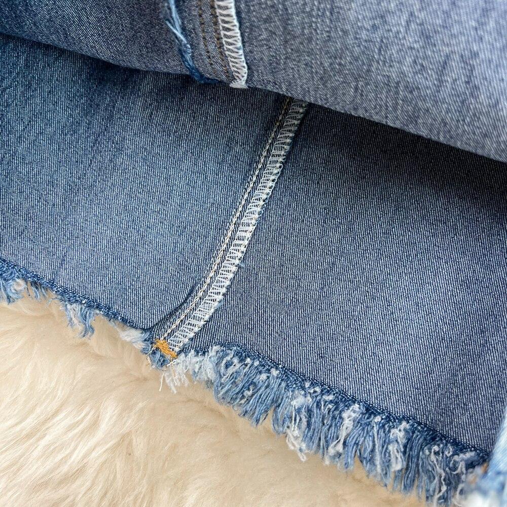 Gradient Color Denim Skirt Women's Autumn Retro High Waist Slim A-Line Short Skirt