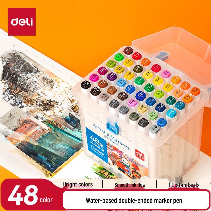 Deli Dual-Tip Water-Based Marker Pen Set