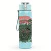 1PC Green bushy plant nature print 750ml colorful plastic sports water bottle leakproof pop up lid with straw for outdoor work home use