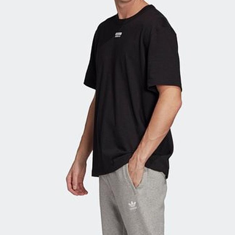 Adidas Originals Trefoil Print Sports Short Sleeve T-Shirt Men Tops Black FM2287