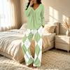 Women's V-Neck Loose Fit Printed Pajama Set Two Piece Sleepwear for Casual