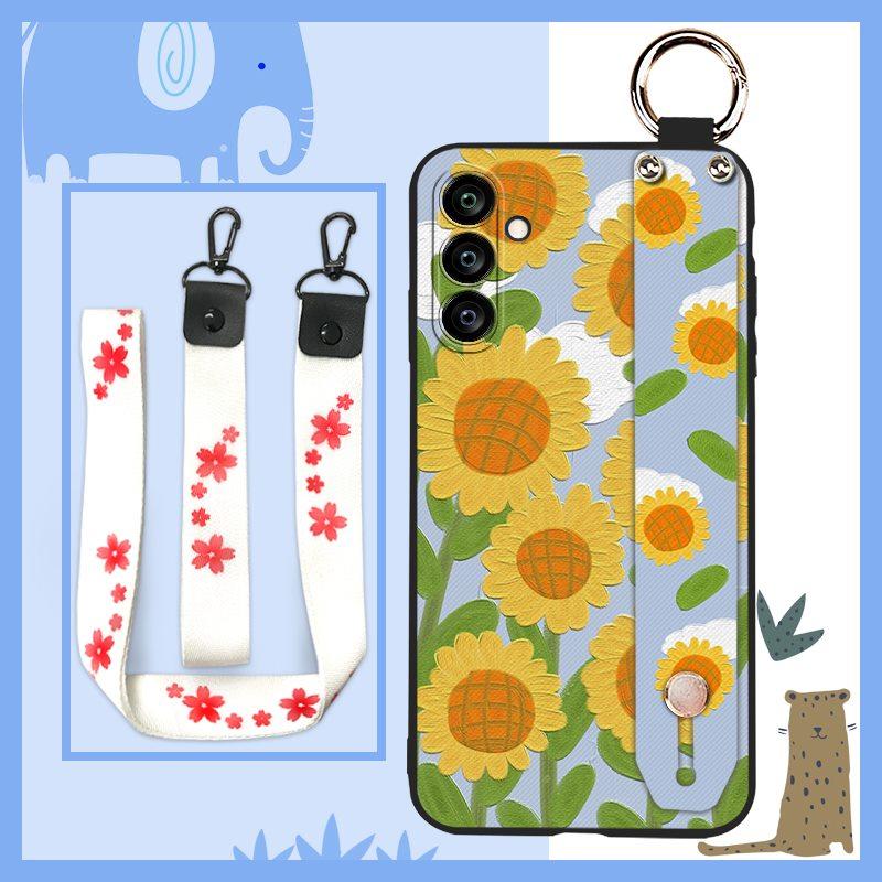 Anti-knock Ring Phone Case For Samsung Galaxy A24/SM-A245F/A25 5G Durable Wrist Strap Protective Kickstand Silicone