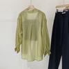 Summer Sun Protection Shirt Lapel Long Sleeve Single Breasted Shirt Solid Color Thin Loose Fit Air-conditioning